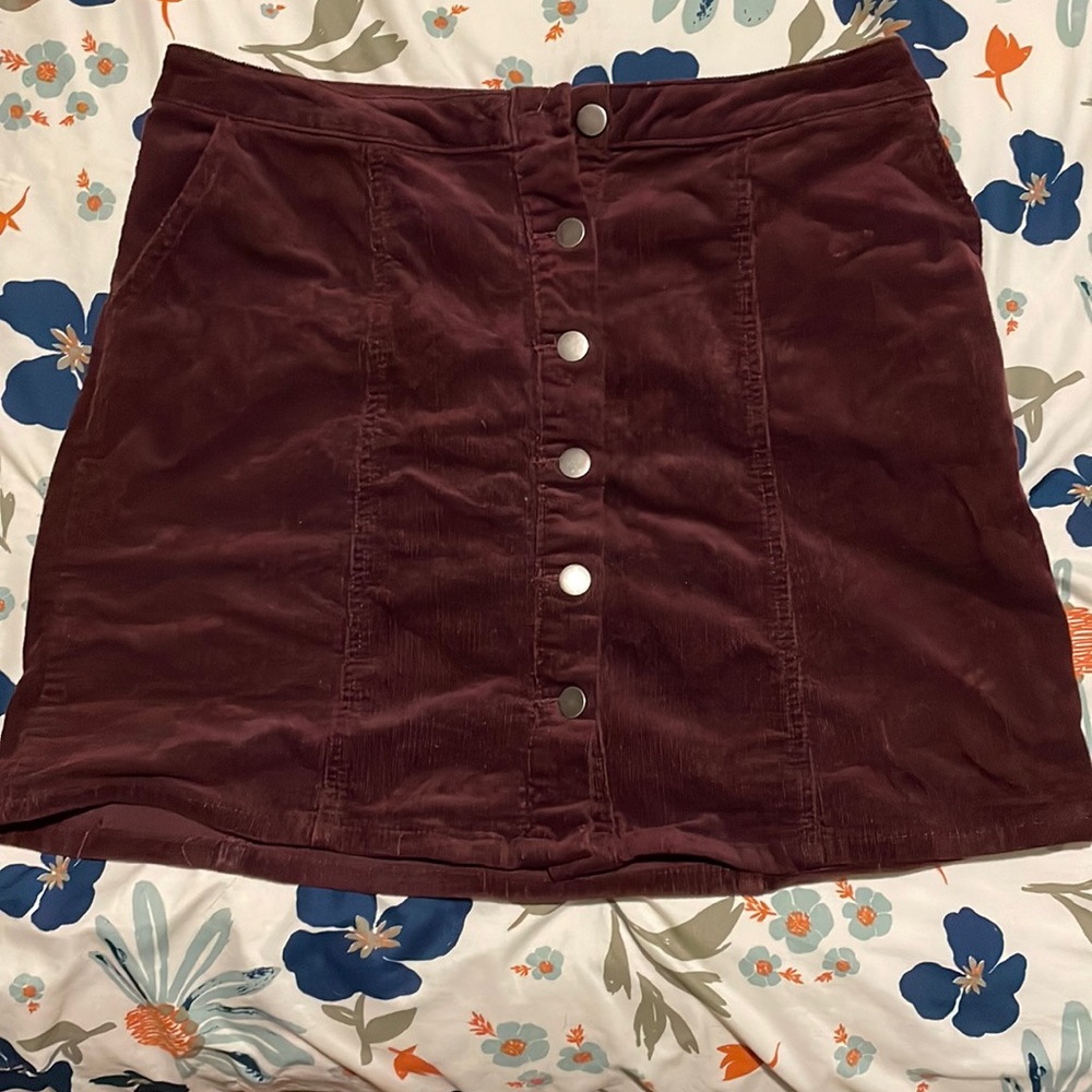 Maurice’s maroon corduroy skirt